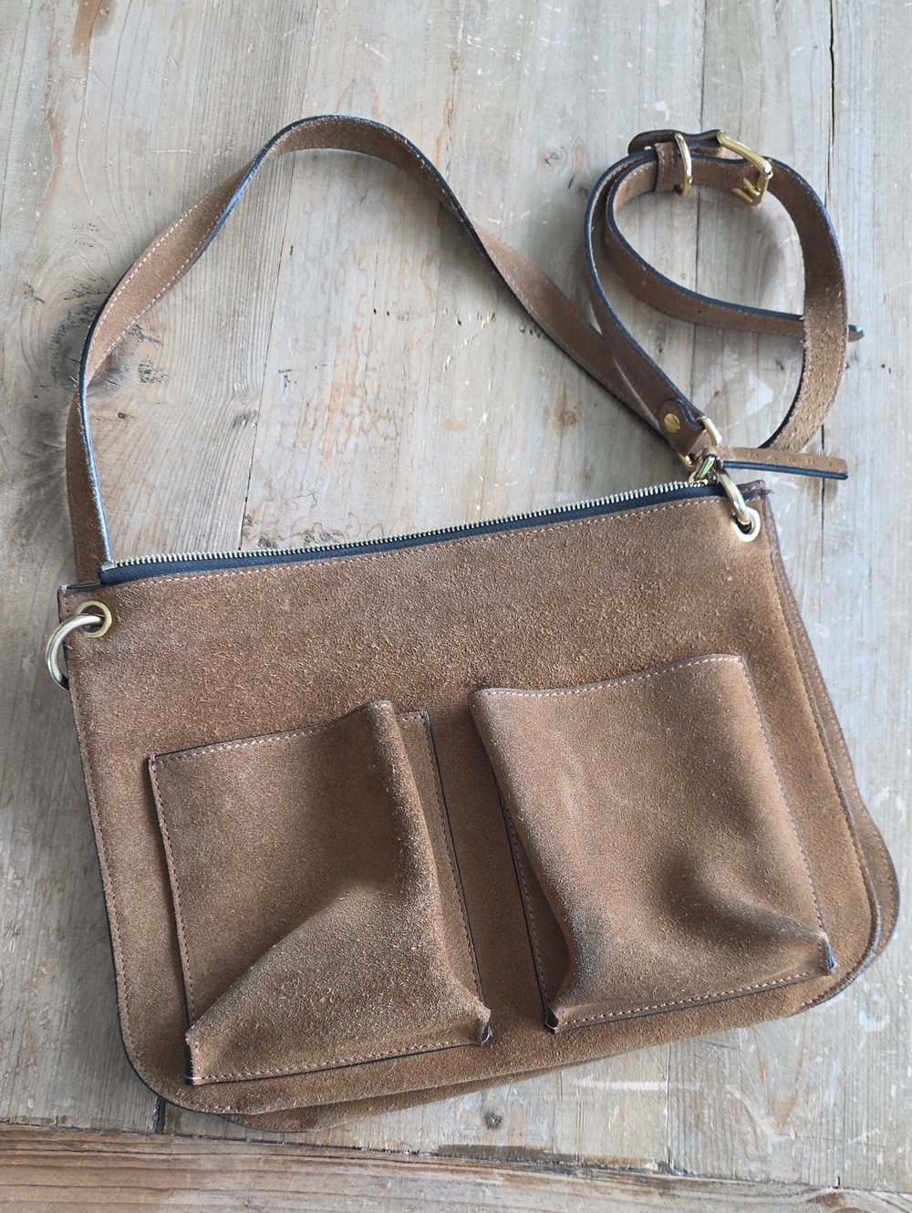 Marni Suede Crossbody Shoulder Bag in Tan